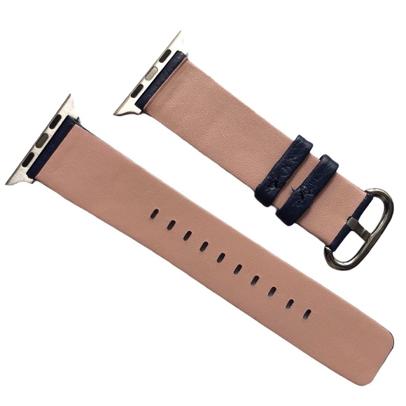 NEW Navy BLUE Leather Band Apple Watch 42/44/45mm M - Picture 5 of 9